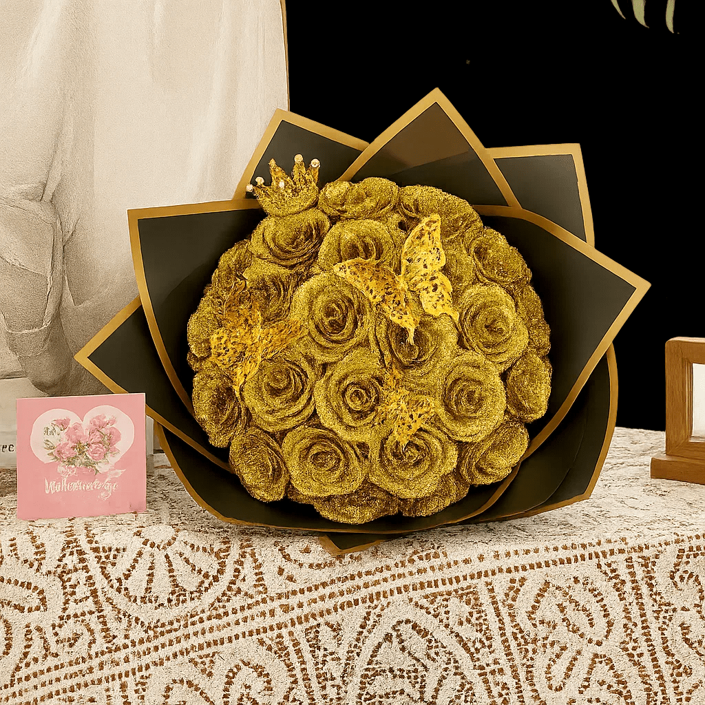 Waipfaru Glitter Roses Bouquet,36pcs Glitter Artificial Flowers,DIY Glitter Everlasting Rose Bouquet with Stem for Mother's Day gift,Engagement,Anniversary,Wedding