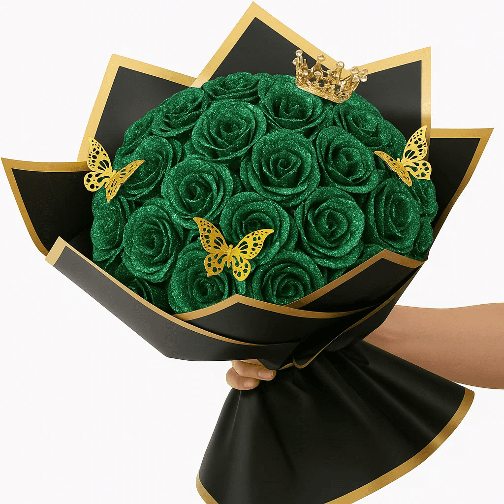 Waipfaru Glitter Roses Bouquet,36pcs Glitter Artificial Flowers,DIY Glitter Everlasting Rose Bouquet with Stem for Mother's Day gift,Engagement,Anniversary,Wedding