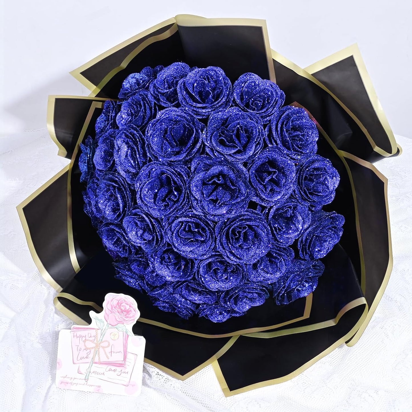 Waipfaru Glitter Roses Bouquet,36pcs Glitter Artificial Flowers,DIY Glitter Everlasting Rose Bouquet with Stem for Mother's Day gift,Engagement,Anniversary,Wedding