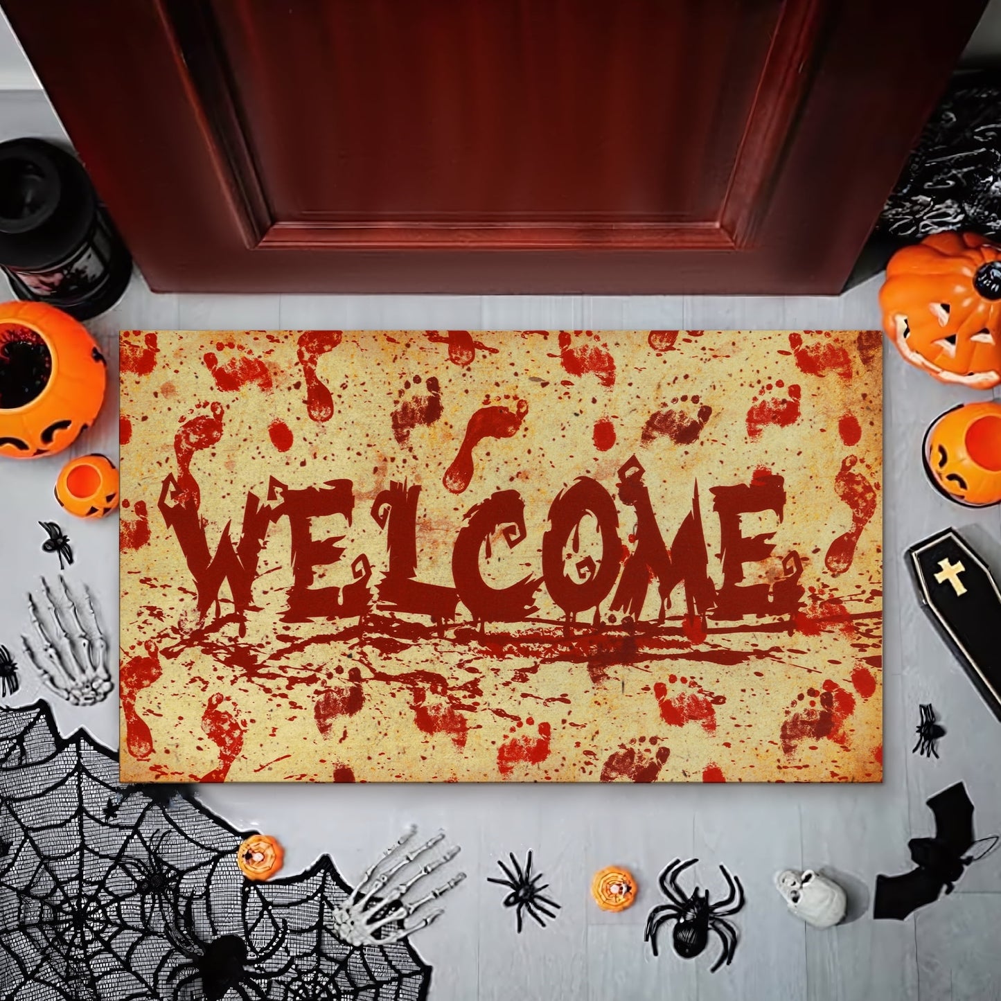 Waipfaru Halloween Doormats Non Slip Outdoor Mat Scary Welcome Mats for Outdoor Entrance, Indoor, 18" x 30"
