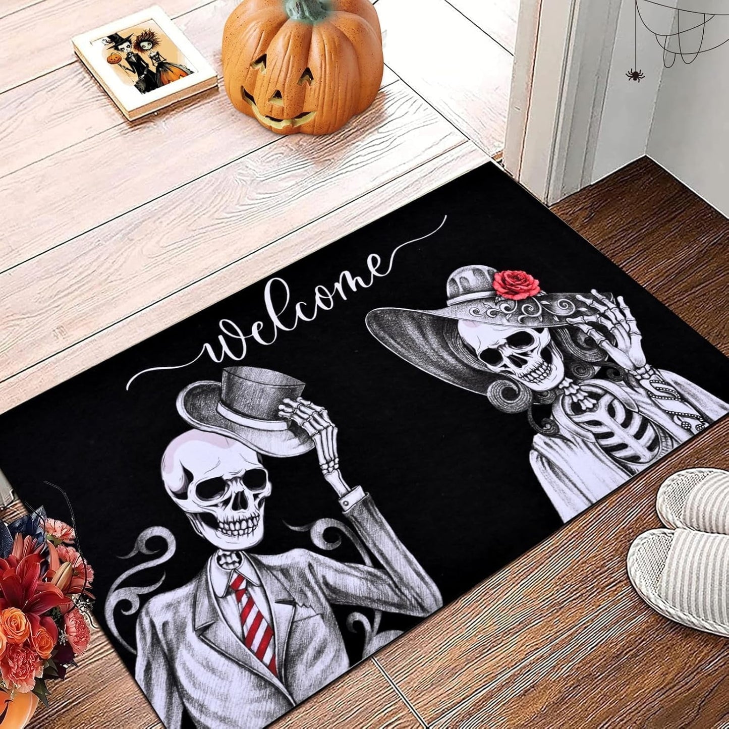 Waipfaru Halloween Doormats Non Slip Outdoor Mat Scary Welcome Mats for Outdoor Entrance, Indoor, 18" x 30"