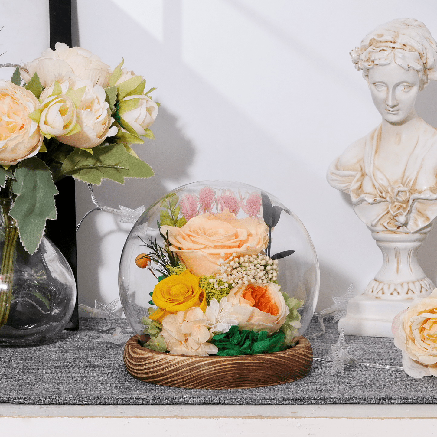 Waipfaru Preserved Fresh Flowers,Eternal Rose in Glass Dome,Forever Rose Flowers,Mother’s Day Gifts for Mom Grandma Wife