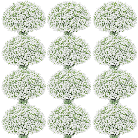 Yastouay 50pcs Baby's Breath Artificial Flowers Fake Gypsophila Real Touch Flowers for Wedding Home Decor,White