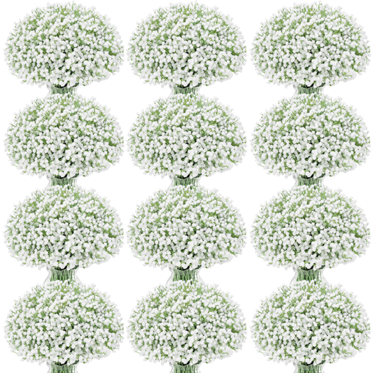 Yastouay 50pcs Baby's Breath Artificial Flowers Fake Gypsophila Real Touch Flowers for Wedding Home Decor,White