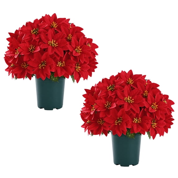 Yastouay 1 Pot Artificial Flowers Christmas Poinsettia UV Resistant Fake Flowers for Indoor Outdoo