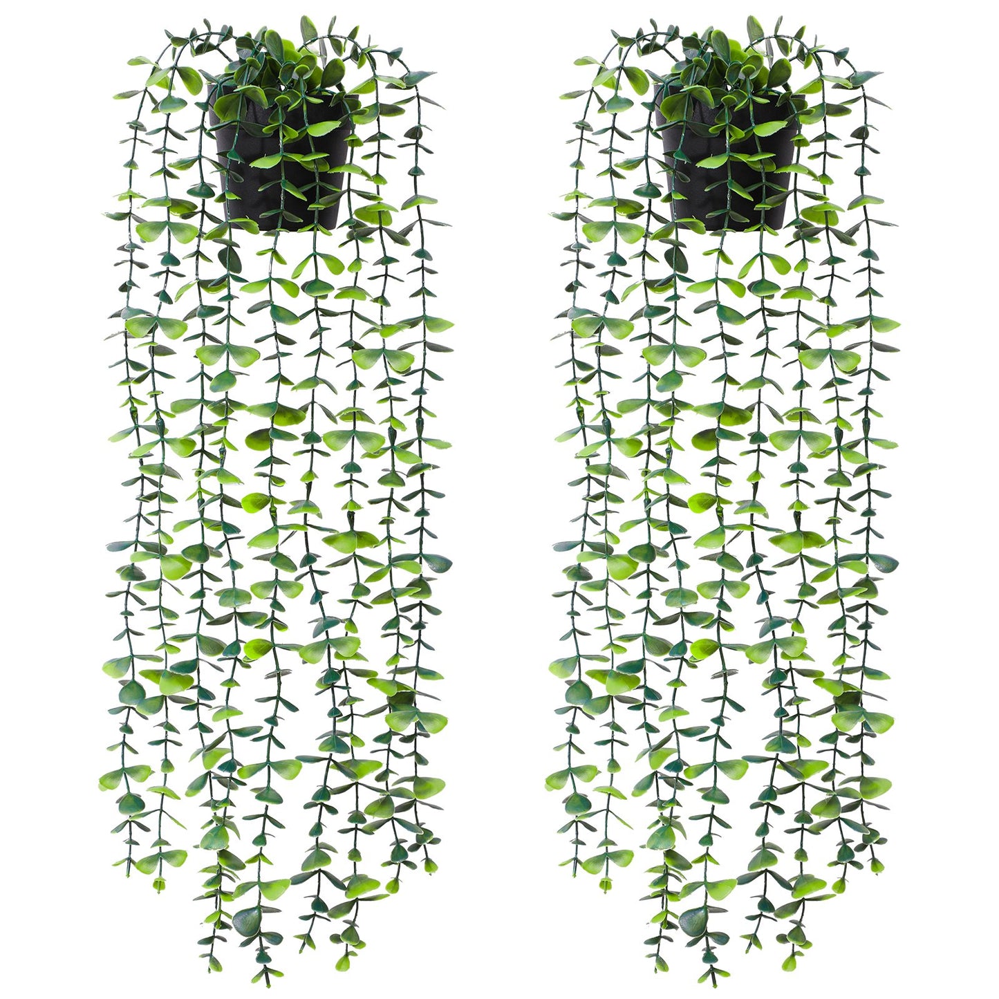 Yastouay 2Pcs Artificial Hanging Plants Fake Ivy Pothos Vines Potted Plants for Outdoor/Indoor Wall Decor