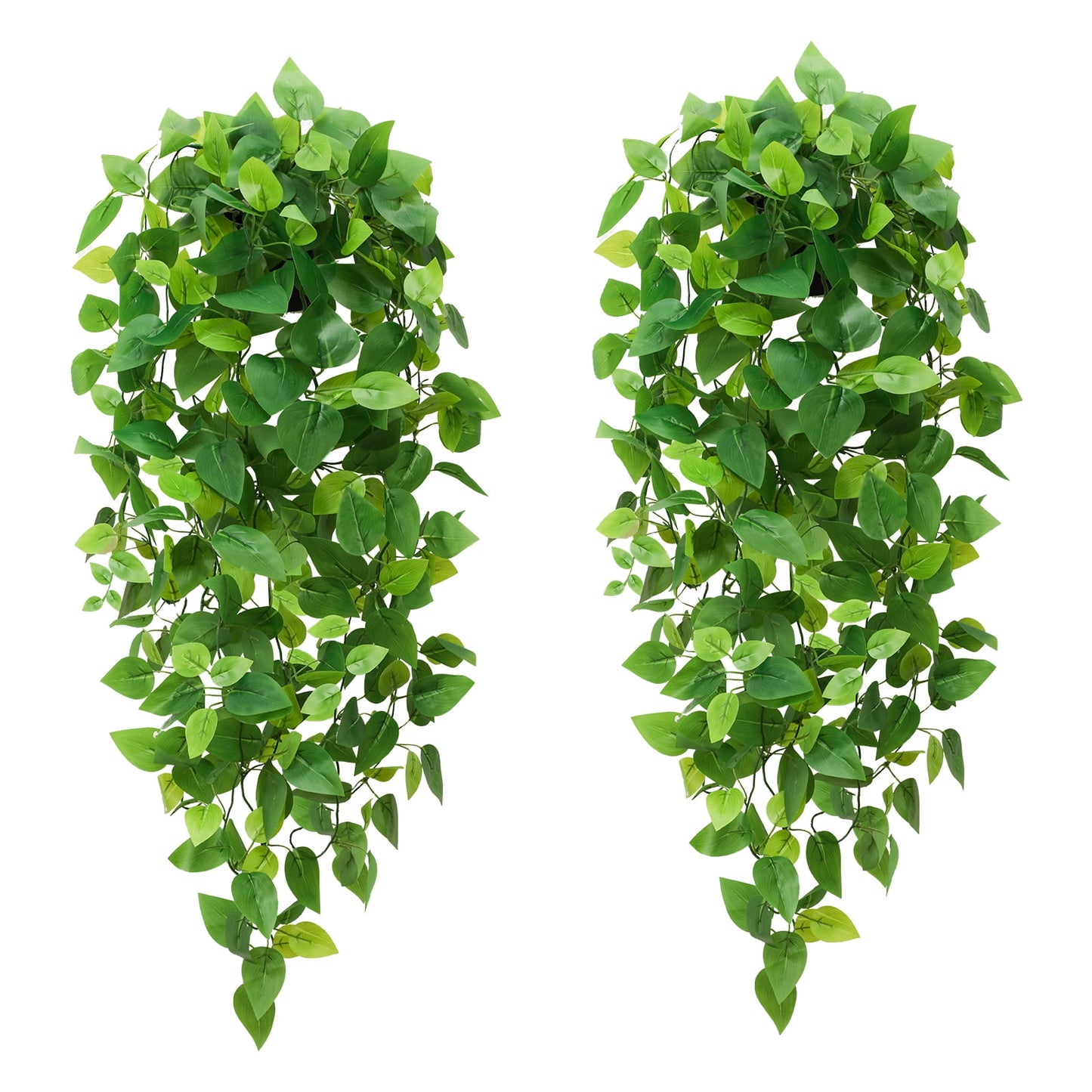 Yastouay 2Pcs Artificial Hanging Plants Fake Ivy Pothos Vines Potted Plants for Outdoor/Indoor Wall Decor