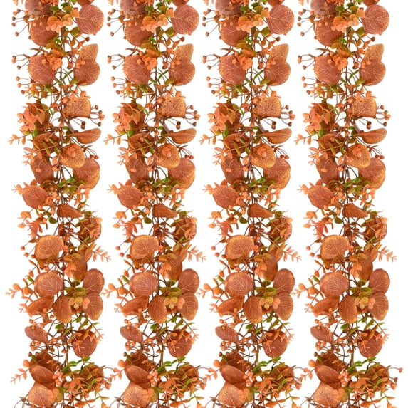 Yastouay 2Pcs Fall Garland Fake Eucalyptus Leaves Garland Faux hanging plants for Thanksgiving Autumn Decor