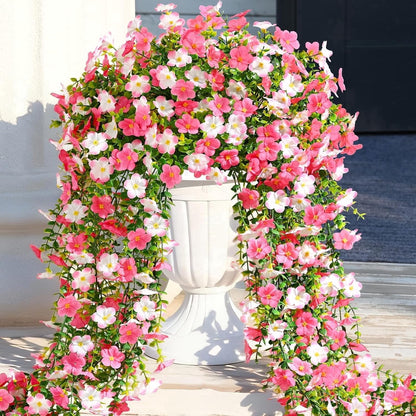 Yastouay 4pcs Artificial Flowers for Outdoors, UV Resistant Hanging Fake Flowers, Purple Violet Outdoor Faux Plants for Garden Balcony Yard Porch