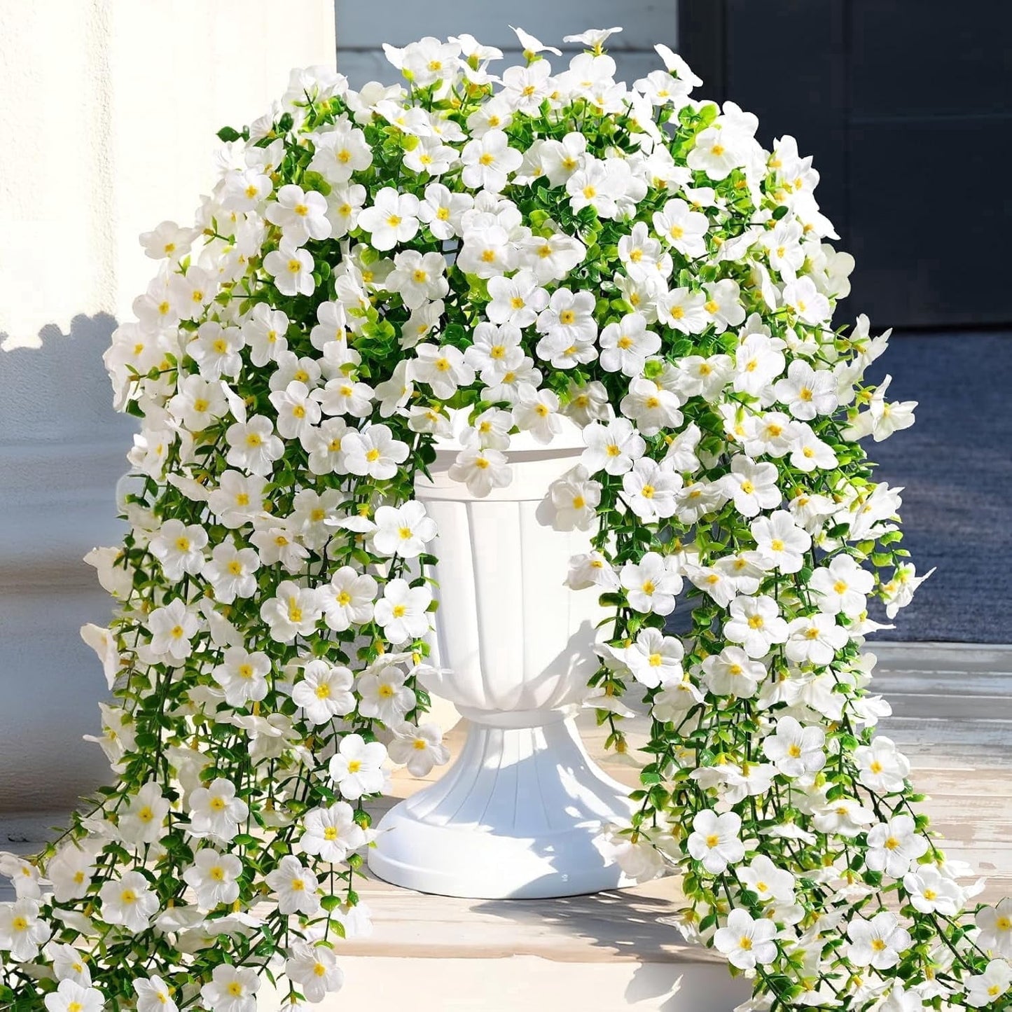 Yastouay 4pcs Artificial Flowers for Outdoors, UV Resistant Hanging Fake Flowers, Purple Violet Outdoor Faux Plants for Garden Balcony Yard Porch