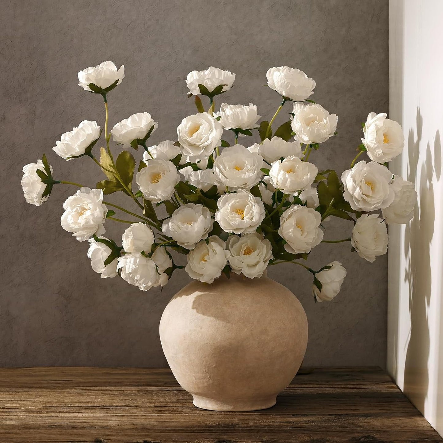 Yastouay 6 Pack Artificial Peony Flowers, 36 White Blooms Silk Fake Flowers for Wedding Home Decor
