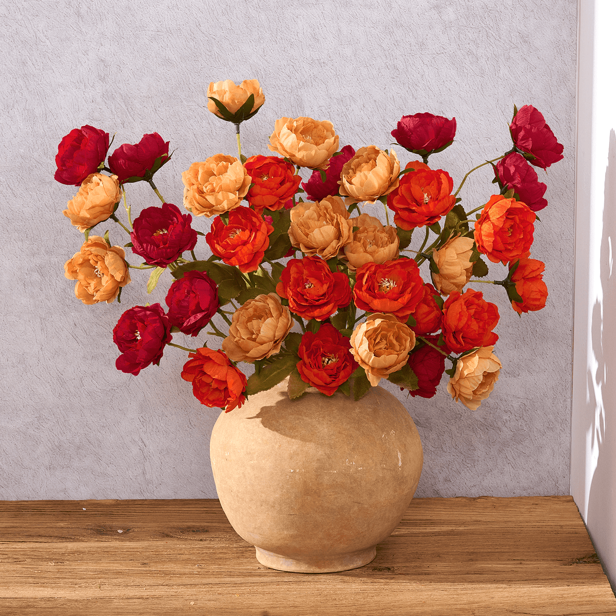 Yastouay 6 Pack Fall Peony Artificial Flowers, 36 Orange Blooms Silk Fake Flowers Fall Decor for Wedding Home