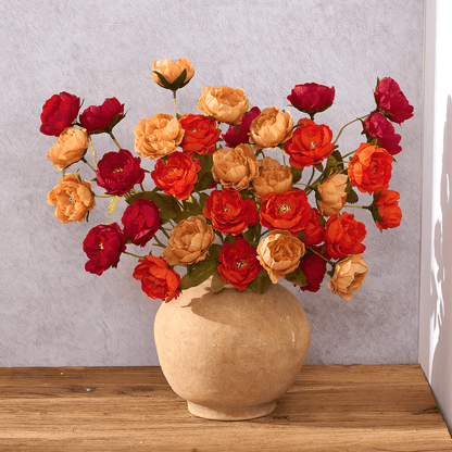 Yastouay 6 Pack Fall Peony Artificial Flowers, 36 Orange Blooms Silk Fake Flowers Fall Decor for Wedding Home
