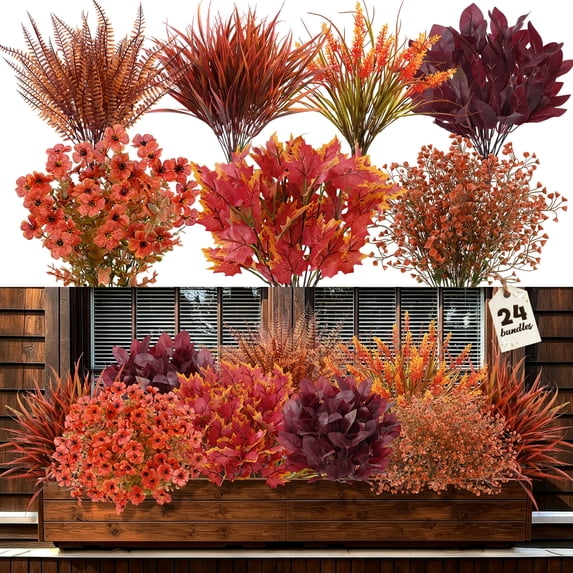 Yastouay Artificial Fall Flowers Fake Flowers and Plants Outdoor Indoor Thanksgiving Day Garden Decoration