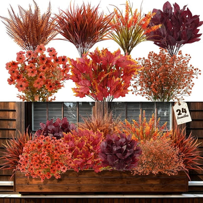 Yastouay Artificial Fall Flowers Fake Flowers and Plants Outdoor Indoor Thanksgiving Day Garden Decoration