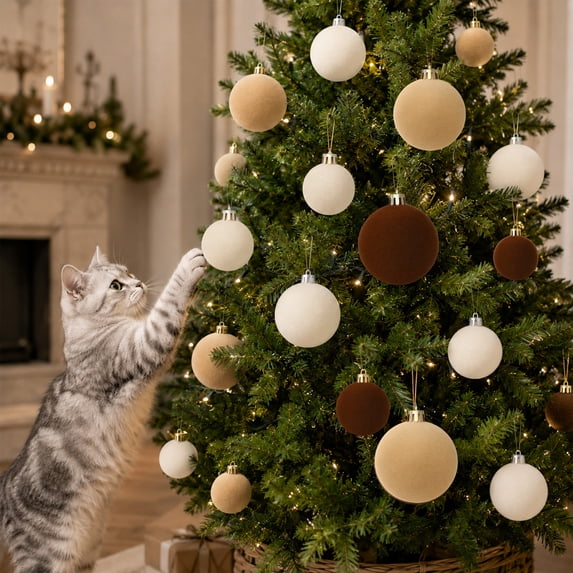 Yastouay 23Pcs Christmas Ball Ornaments Set Red Green White Christmas Decorations for Home Party Holiday Decor