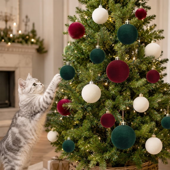 Yastouay 23Pcs Christmas Ball Ornaments Set Red Green White Christmas Decorations for Home Party Holiday Decor