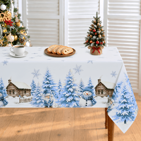 Yastouay Christmas Tablecloth Snowman Christmas Table Cover Red Rectangle Table Cloth for Xmas Dinner Party Decor, 60" x 84"