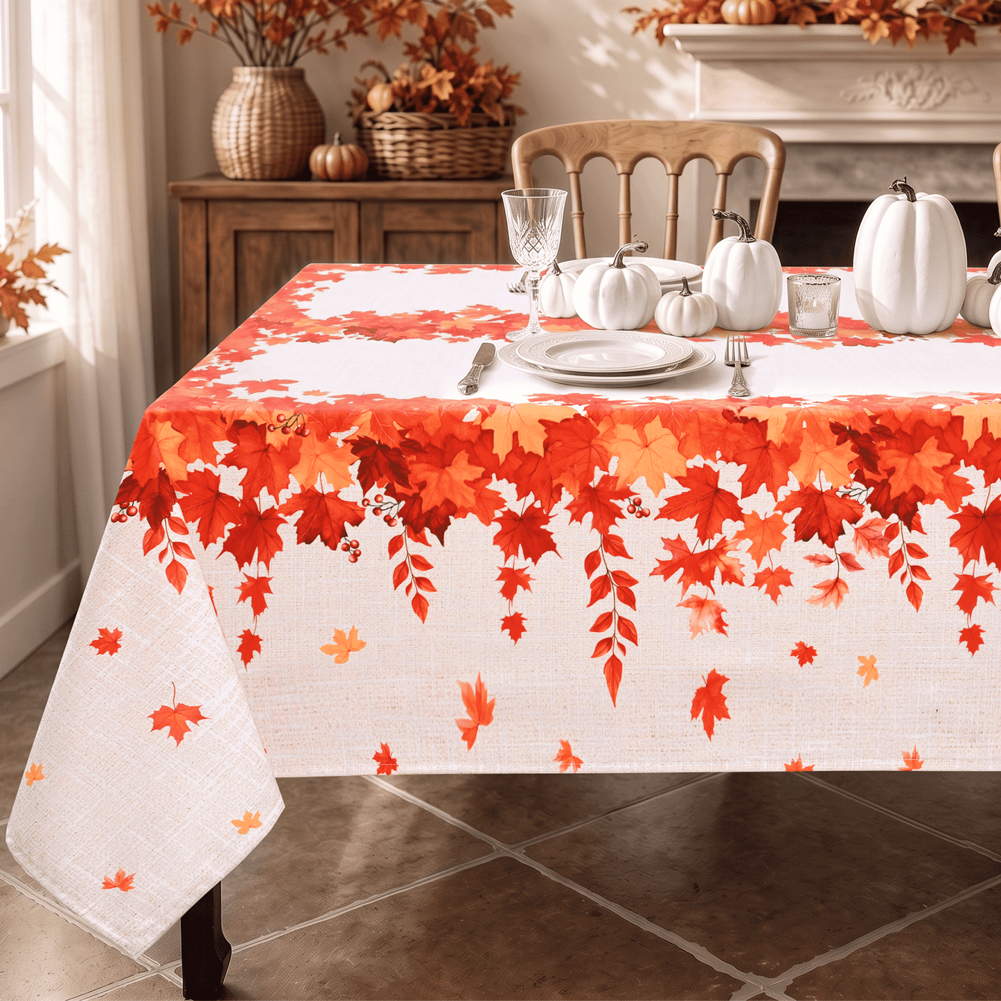 Yastouay Fall Tablecloth,Sunflower Rectangle Tablecloth ,Brown Plaid Table Cover Autumn Thanksgiving Harvest Fall Kitchen Home Decor(60"×84")