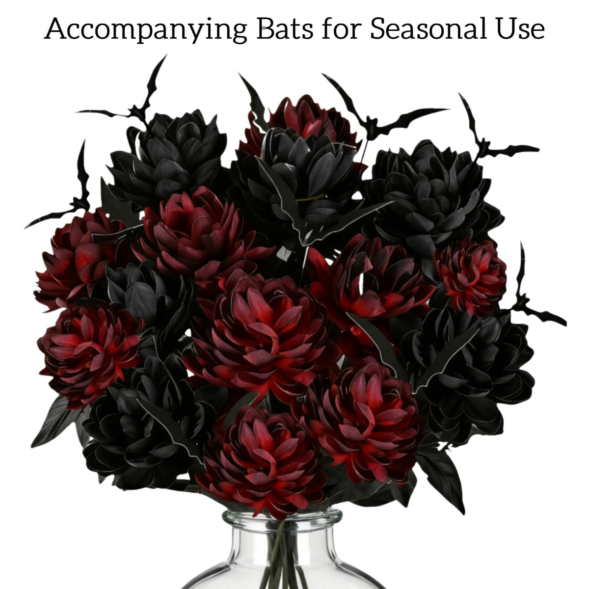Lyacmy 10 Pcs 16 Inch Halloween Decor Silk Dahlias Stems Artificial Flowers, Faux Halloween Flowers Arrangements Fall Decorations