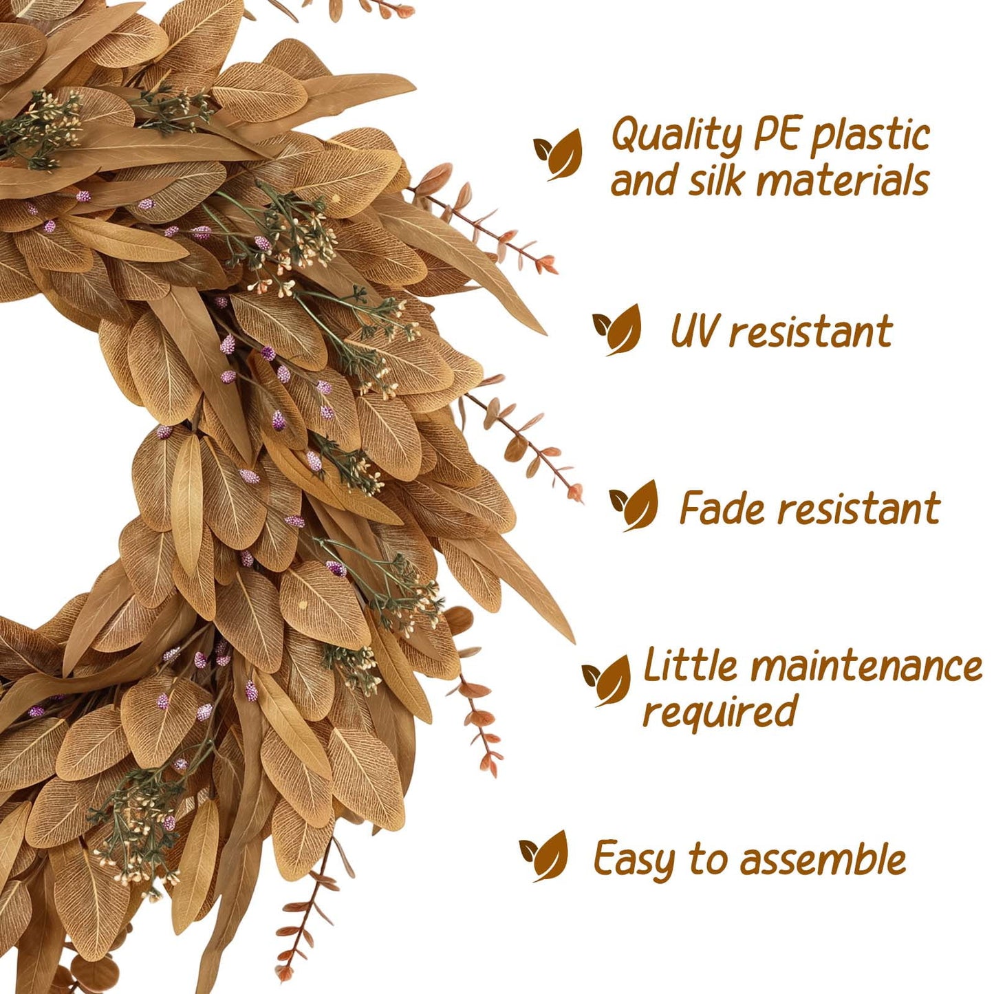 Yastouay Fall Wreaths for Front Door, 26" Autumn Wreath with Eucalyptus for Wall Porch Home Decor