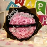 Yastouay Glitter Roses Bouquet,DIY Birthday Fake Roses,36Pcs Pink Everlasting Shiny Artificial Rose Bouquet As Birthday Gifts for Women