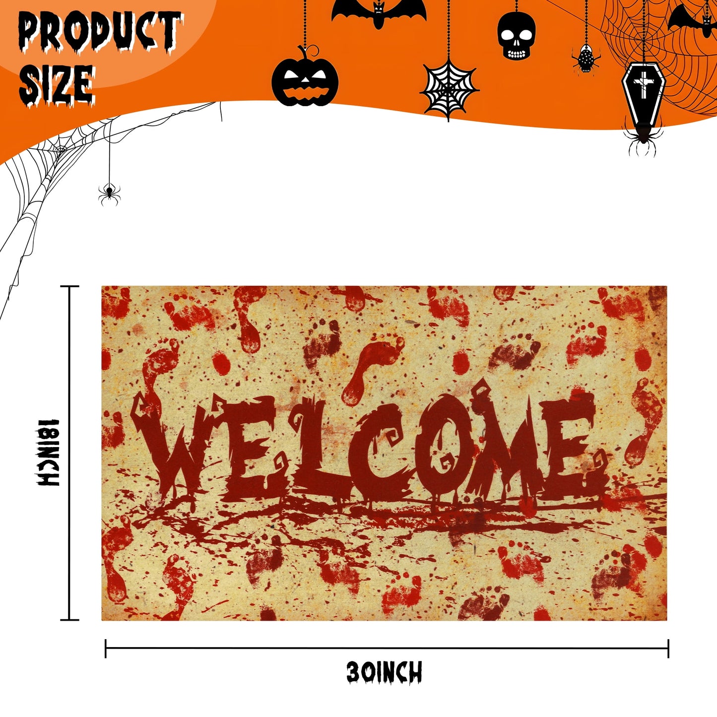Waipfaru Halloween Doormats Non Slip Outdoor Mat Scary Welcome Mats for Outdoor Entrance, Indoor, 18" x 30"