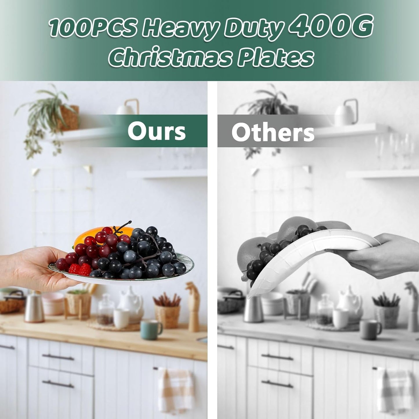 Waipfaru 200 PCS Christmas Paper Plates and Napkins Disposable, Christmas Poinsettia Printed Round Disposable Plates for Christmas Holiday Dinner Birthday Party Supplies