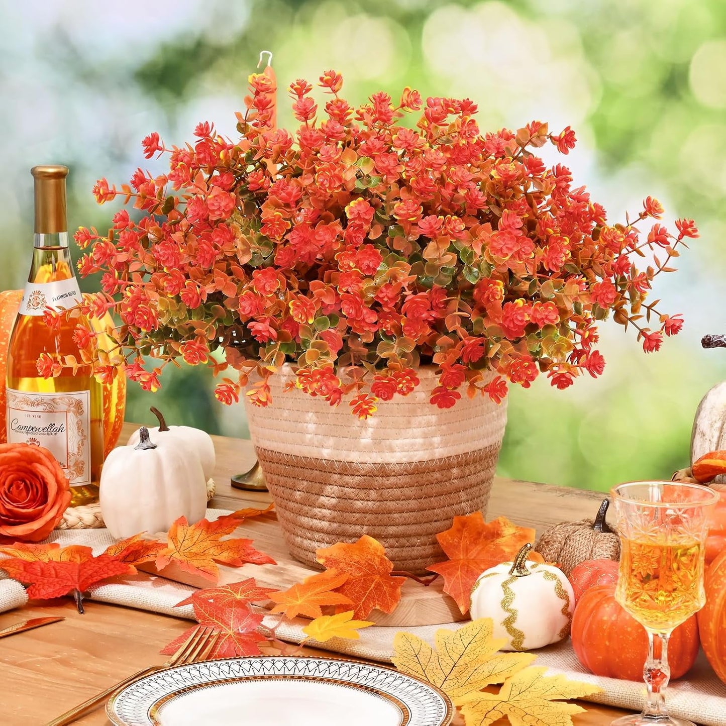 Waipfaru 24 Bundles Fall Flowers Outdoor ,Fake Mums,UV Resistant Faux Flowers No Fade Fake Greenery for Outside Porch Home Decoration