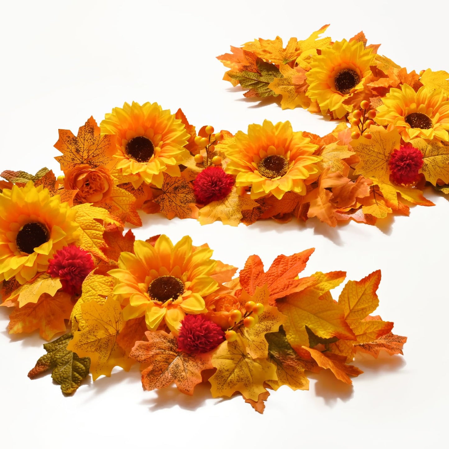 Lyacmy Fall Garland Maple Leaf Maple Fall Decorations for Home, Sunflower Fall Garland with Light for Fall Decor Outdoor Indoor Thanksgiving