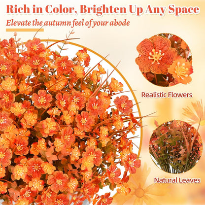 Waipfaru 14 Bundles Fake Mums for Outdoor,UV Resistant No Fade Silk Artificial Fall Flowers for Autumn Porch Patio Planters Yard Garden