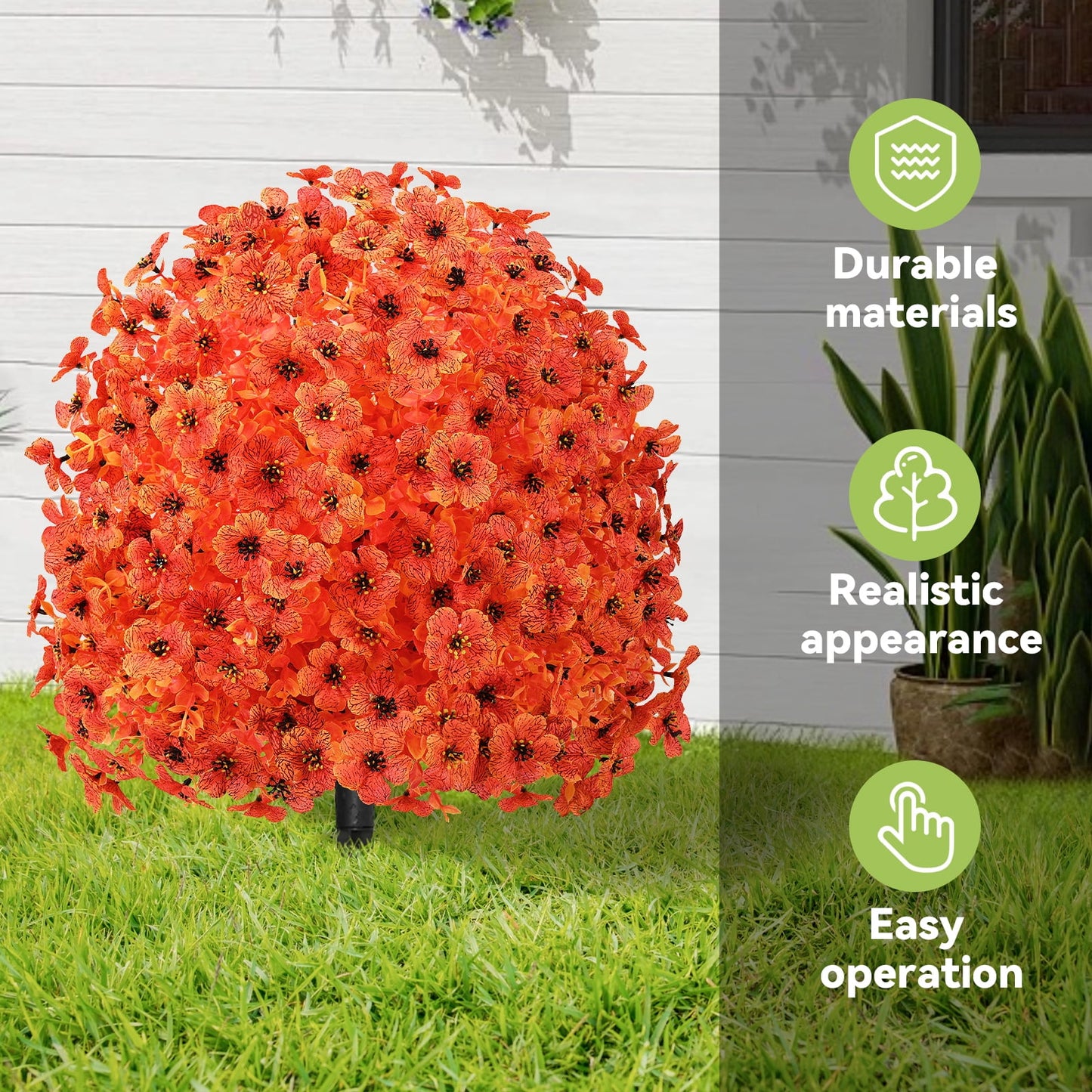 Waipfaru Outdoor Fall Artificial Flower Decorations, 22 inch Fake Daisies Shrub with Eucalyptus Leaves,UV Resistant Artificial Plant for Indoor Outdoor Front Porch Gardens