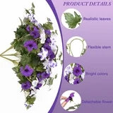 Yastouay Artificial Hanging Flowers for Outdoors, 3Pcs UV Resistant Fake Petunias Silk Flowers,Faux Hanging Baskets for Outside Front Door Porch Decor