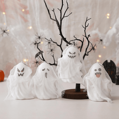 Waipfaru 2Pcs Ghost Halloween Decor,Gothic Ghost Light Up,Ghost Halloween Decor, Little White Ghost for Halloween Home Decorations Indoor