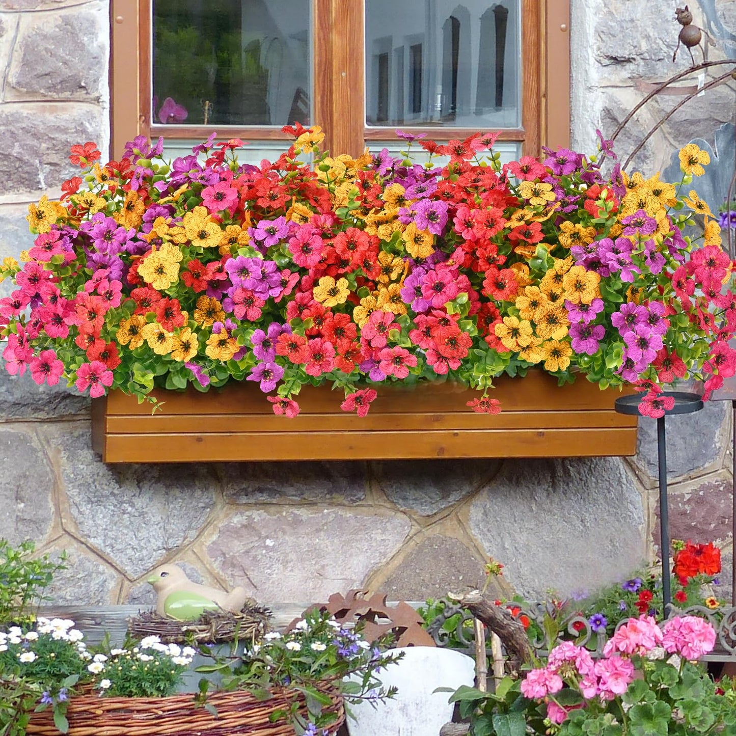 Yastouay Artificial Flowers for Outdoors, UV Resistent Faux Outdoor Plants for Outside Spring Summer Decor
